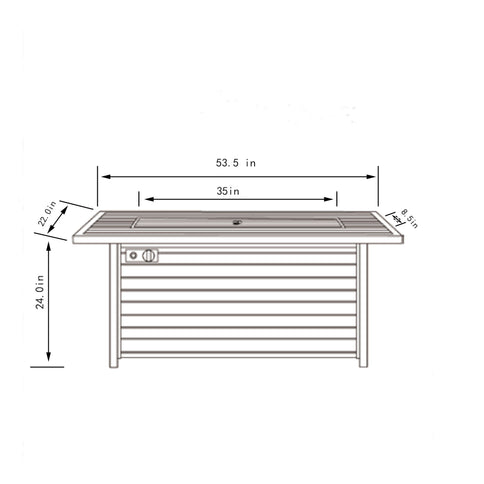 Propane Gas Fire Pit Table, 50000 Btu, Rectangular For Outside - Light Beige