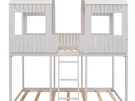Bunk Bed With Roof, Window, Guardrail, Ladder