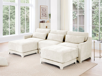 Stylish Sofa With Ottoman And Lumbar Pillows, Ergonomic Design