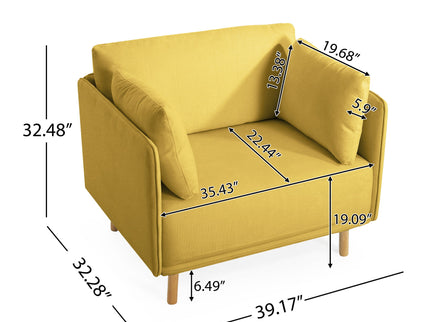 Modern Upholstered Accent Chair With Soft Cushions, Sleek Armrest Design