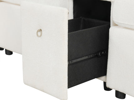 Modular L-Shaped Sectional Sofa Bed With Pull-Out Sleeper, Cup Holders, And Storage