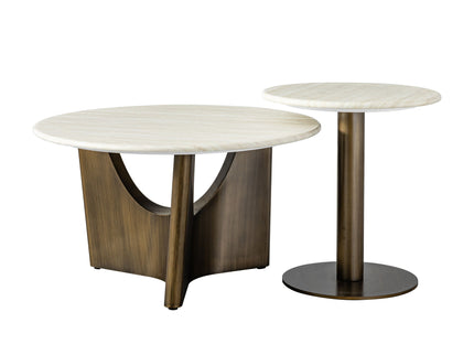 Nesting Coffee Table Set - Antique Bronze / Beige