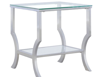 Porch & Den - Square Top End Table Elegance Glass - Chrome