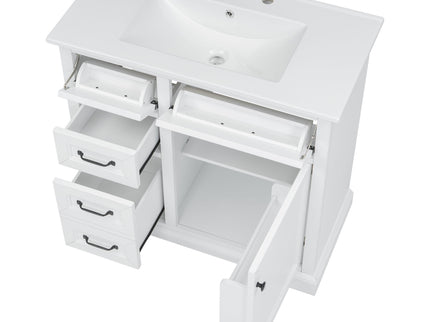 Modern Bathroom Vanity With Sink Top, 4 Drawers And 1 Soft-Close Door