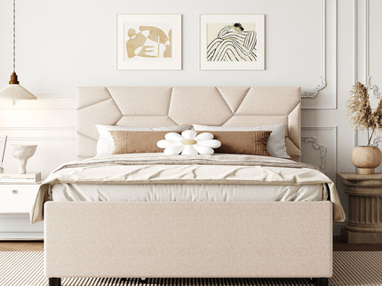 Upholstered Platform Bed With Brick Pattern Headboard And Twin Long Size Trundle
