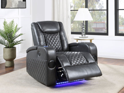 Alair - Leather Aire Power Motion Recliner With Bluetooth, Wireless Charger Cupholder - Dark Gray