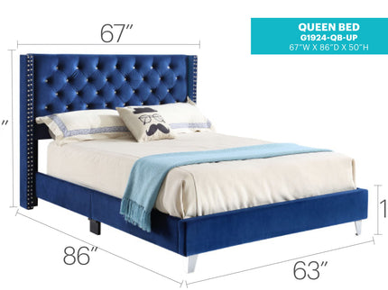 Upholstered Nailhead Trim Chic Bed