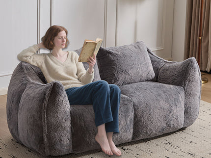 Giant Bean Bag Couch, Ultra Soft Fluffy Loveseat For Living Room