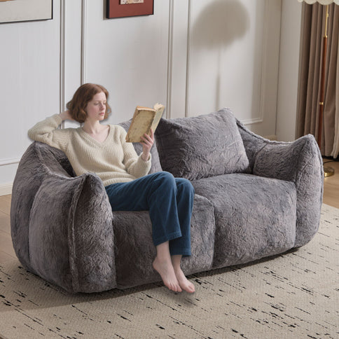 Giant Bean Bag Couch, Ultra Soft Fluffy Loveseat For Living Room