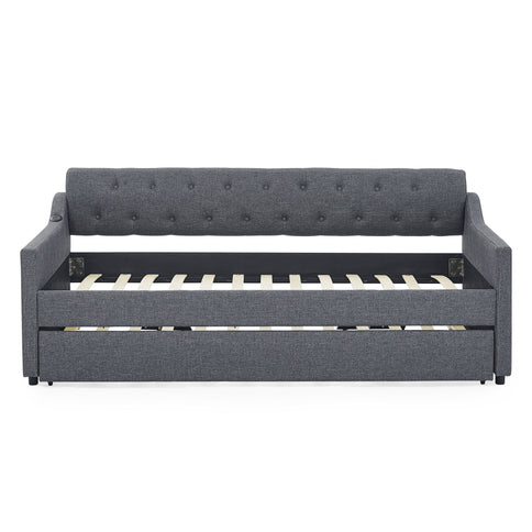 Size Upholstered Daybed With Trundle And USB Charging Armrest