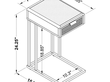 Kenneth - C Shape Side Table With Single Drawer - White