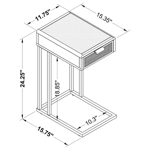 Kenneth - C Shape Side Table With Single Drawer - White