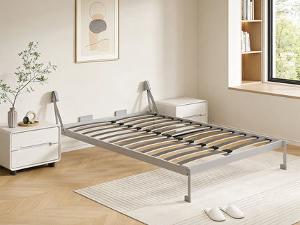 Queen Size Vertical Murphy Wall Cabinet Folding Bed With Automatic Legs - Gray