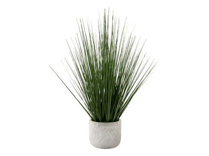 21" Tall, Artificial Plant, Grass, Indoor, Faux, Fake, Table, Greenery, Potted, Real Touch, Decorative - Green / White