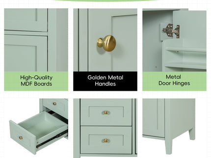 Bathroom Vanity With Sink, 3 Drawers & Cabinet With Adjustable Shelves