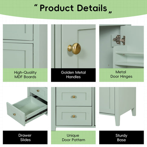 Bathroom Vanity With Sink, 3 Drawers & Cabinet With Adjustable Shelves