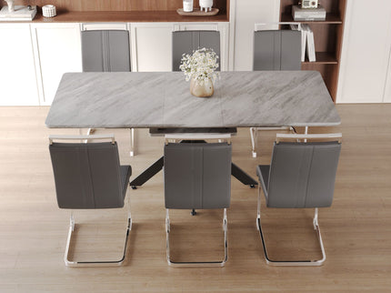 Modern Extendable Dining Table Set With Soft Padded Armless Chairs