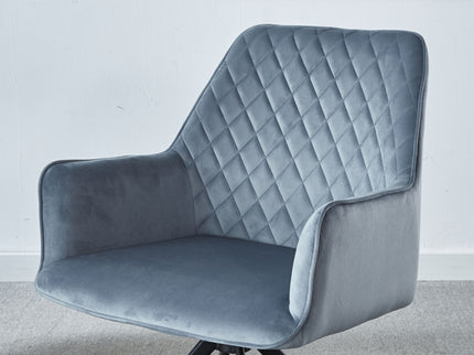 Modern Desk Chair No Wheel, Ergonomic Office Chair Home Office Upholstered Chair, Computer Chair For Bedroom, Reception Room, Living Room With Metal Legs - Blue