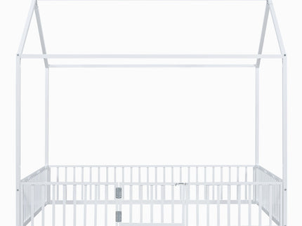 Metal House Bed With Fence And Door