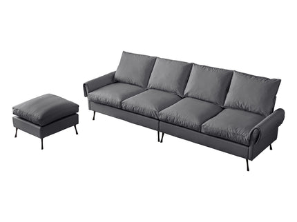 Modern Sectional Technical L-Shaped Sofa Couch With Convertible Ottoman