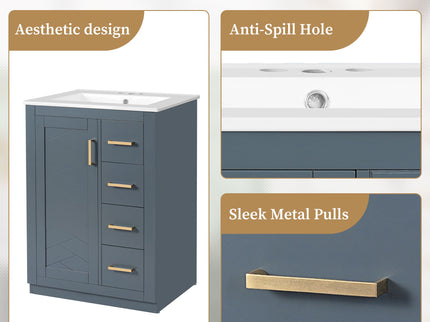 Modern Bathroom Vanity With 1 Door And 3 Drawers