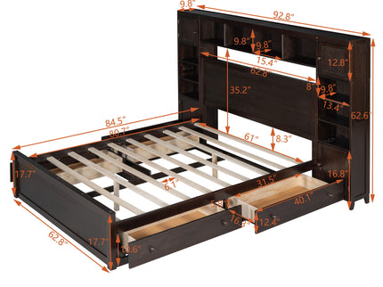 Bed With All In One Cabinet, Shelf And Sockets