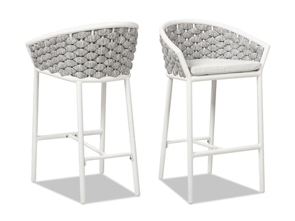 Rowan - Rope Barrel Low Back Patio Counter Stool (Set of 2) - Optic White