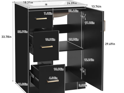 Bathroom Vanity With Under Mount Sink, 2 Drawers And Soft Closing Door