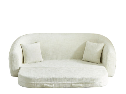Curved Convertible Sofa, 2 In 1 Fold Out Bed With Pull Out Base And Deep Seat