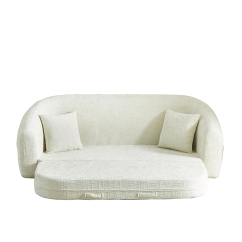 Curved Convertible Sofa, 2 In 1 Fold Out Bed With Pull Out Base And Deep Seat