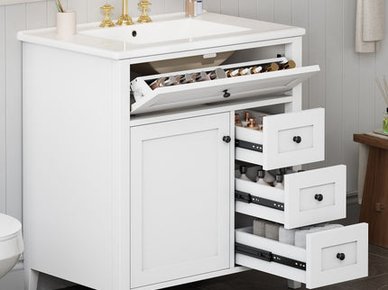Bathroom Vanity With Sink, 3 Drawers And Adjustable Shelf