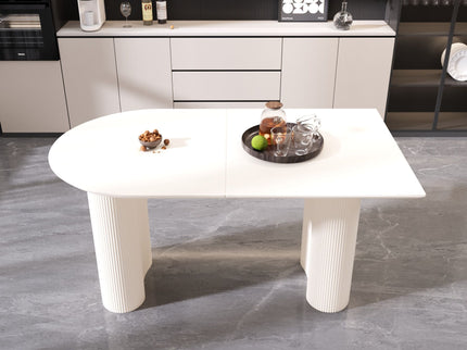Modern Cream Style Dining Table With Round Wave Legs, 4 - 8 Person - Cream White