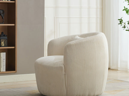Wide Upholstered 360° Swivel Barrel Soft Chair With Pillow