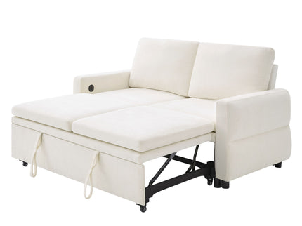 Convertible Sofa Bed Loveseat With Adjustable Backrest And USB Ports
