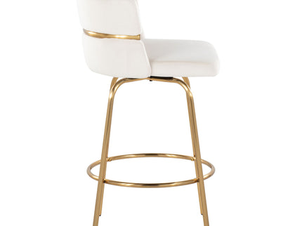 Cinch - Glam / Art Deco Fixed Height Counter Stool With Swivel With Round Footrest (Set of 2)