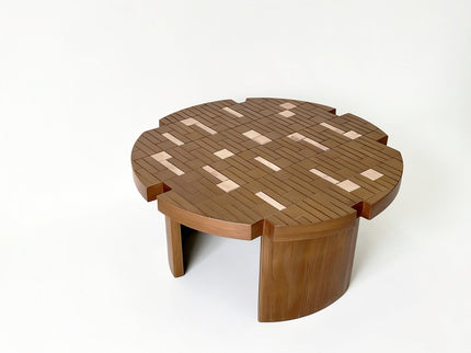 Round End Table For Living Room - Brown / Yellow