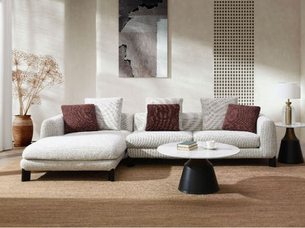 Mardi - Tweed Sectional Sofa With 3 Pillows - Maroon / Beige