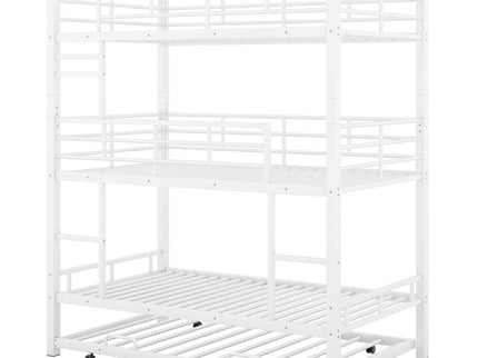 Triple Bunk Bed With Trundle, Heavy Duty Steel Construction