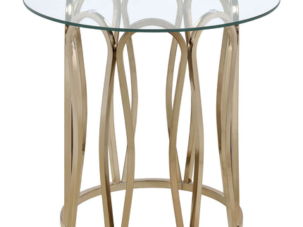 Round Glass Top Table With Polished Metal Base
