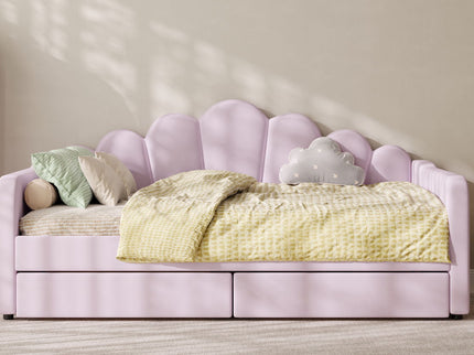 Shell Shaped Upholstered Daybed Frame With Slats