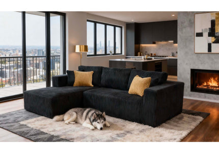 L - Shape Full Compressed Upholstered Sectional