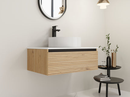Wall Mounted Bathroom Vanity With Art Sink & 1 Soft Close Drawer