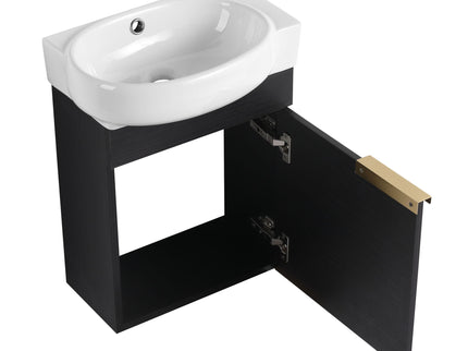 Wall Mounted Bathroom Vanity With Sink And Storage Rack, Soft Close Doors