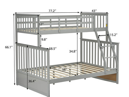 Bunk Bed With Ladder, And Safety Guard Rails