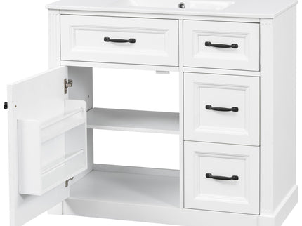 Modern Bathroom Vanity With Sink, 4 Drawers, Soft-Close Door, Adjustable Shelf