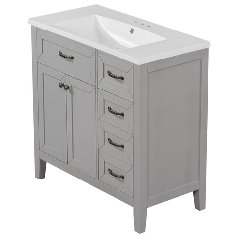 Modern Bathroom Vanity With Sink, Freestanding With Drawers And Doors