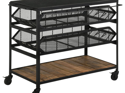 Ingalls - Accent Storage Cart With Casters, Shelves - Black