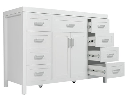 Bathroom Vanity With Sink, 2 Doors 8 Drawers, Soft Close System, Classic Design