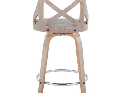 Charlotte - Farmhouse Fixed Height Counter Stool & Swivel With Round Footrest (Set of 2)