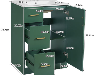 Bathroom Vanity With Under Mount Sink, 2 Drawers And Soft Closing Door